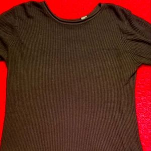 Long Black Ribbed Sweater in Black